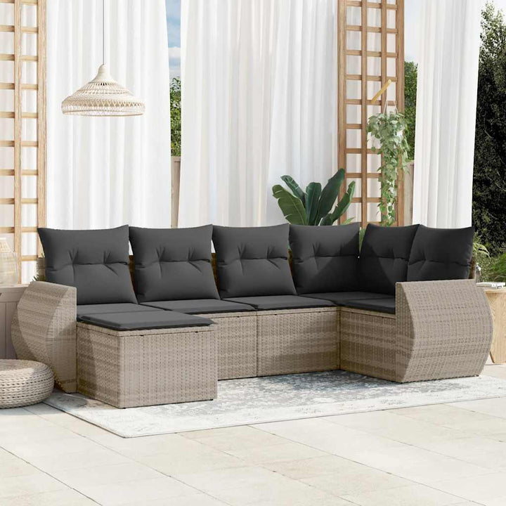Set Mobilier Grădină Cu Perne, 6 Piese, , Poliratan