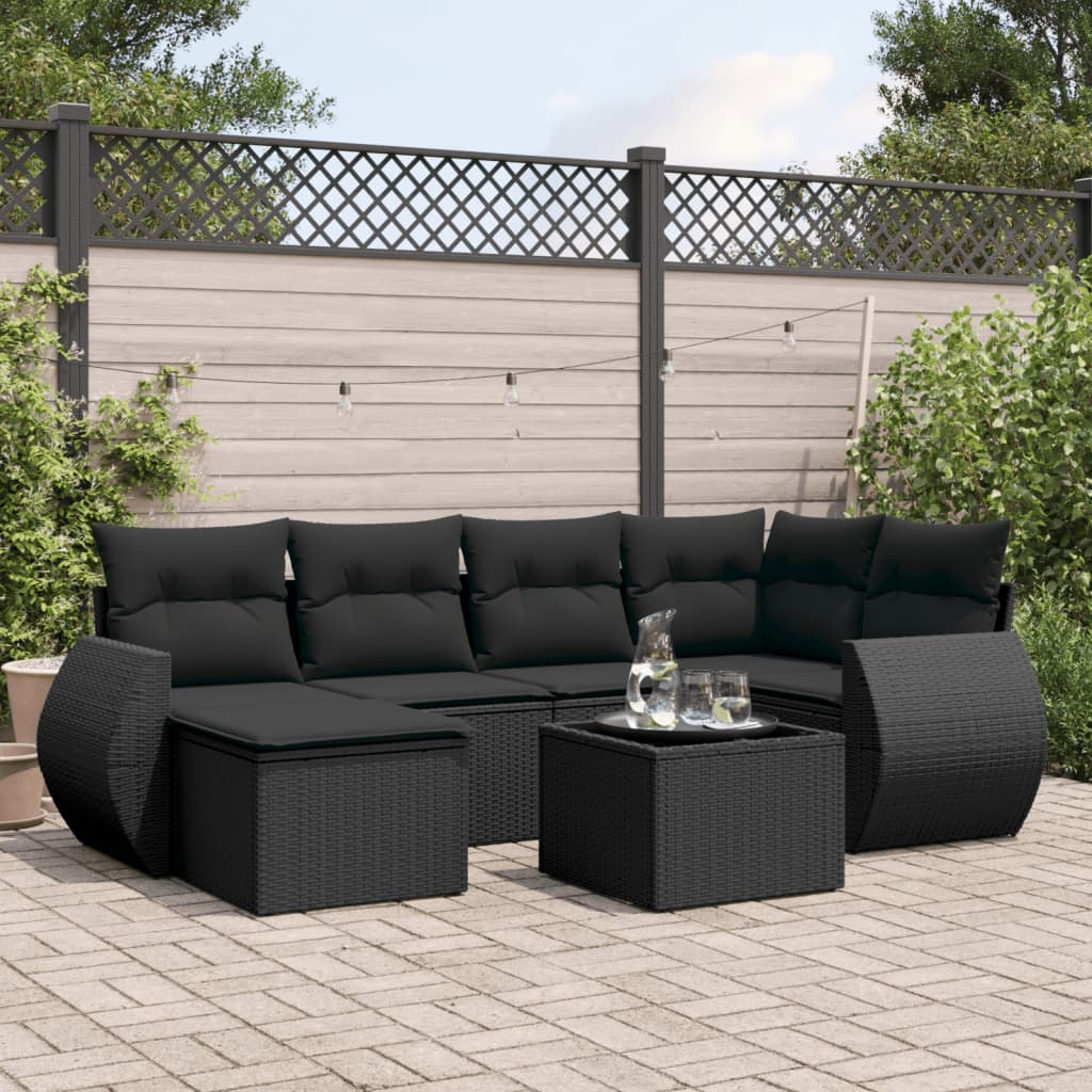 Set Mobilier Grădină Cu Perne, 6 Piese, , Poliratan