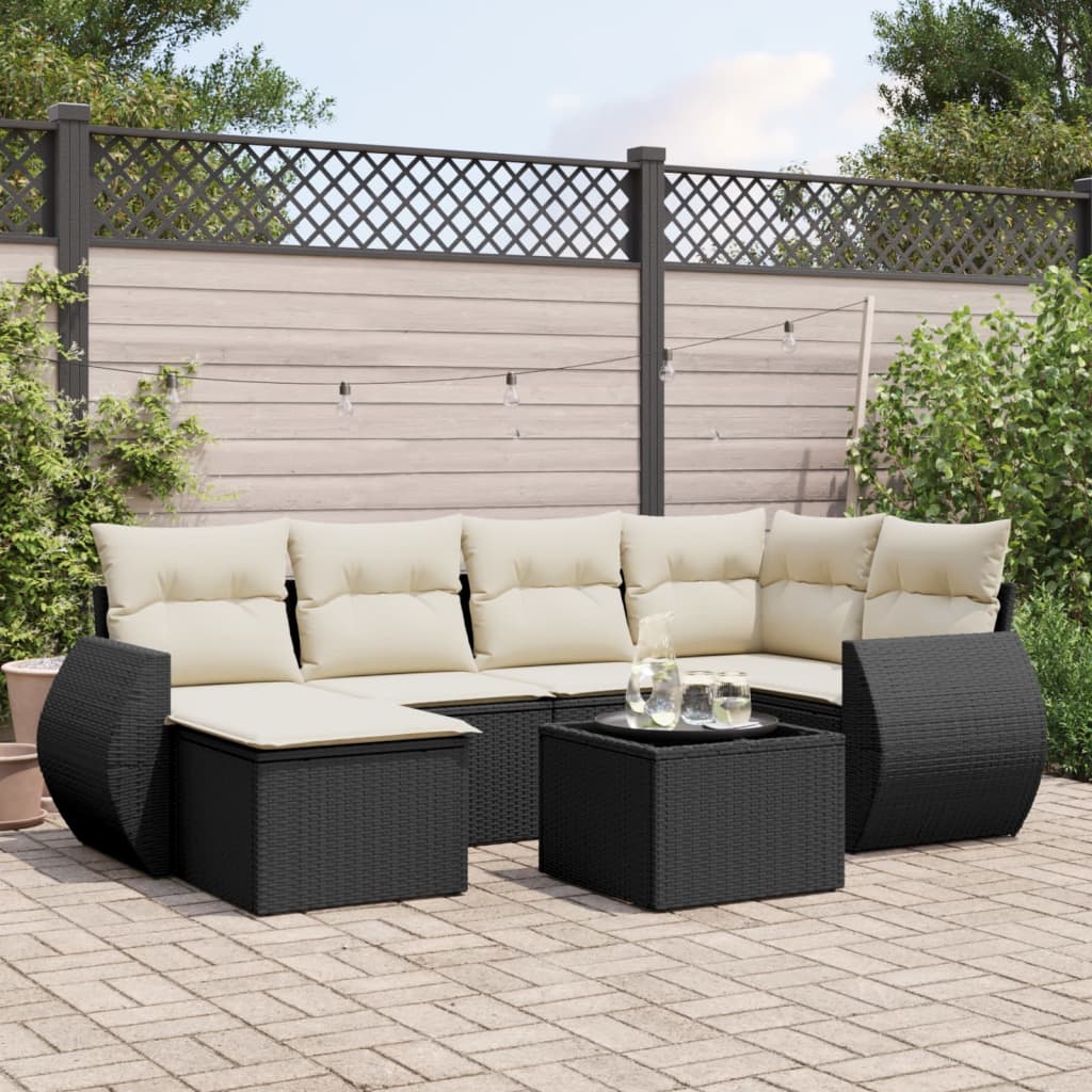 Set Mobilier Grădină Cu Perne, 6 Piese, , Poliratan