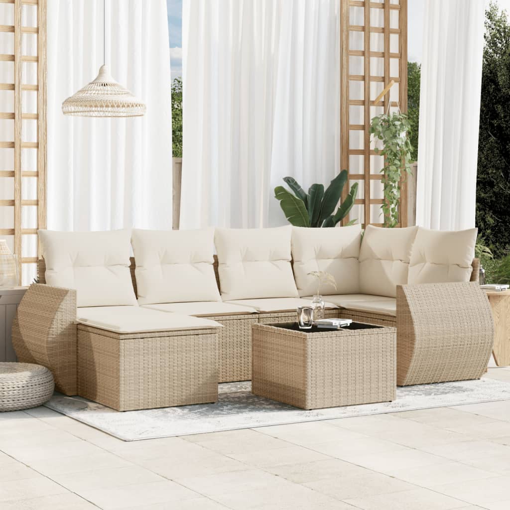Set Mobilier Grădină Cu Perne, 6 Piese, , Poliratan