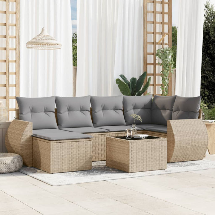 Set Mobilier Grădină Cu Perne, 6 Piese, , Poliratan