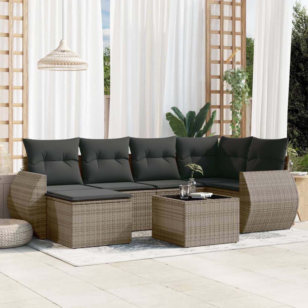 Set Mobilier Grădină Cu Perne, 6 Piese, , Poliratan