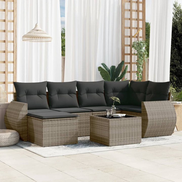 Set Mobilier Grădină Cu Perne, 6 Piese, , Poliratan