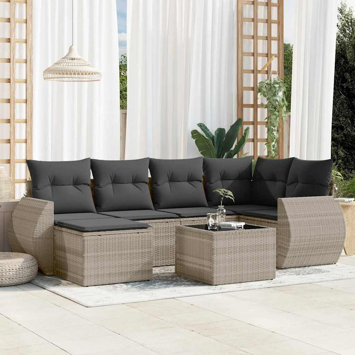 Set Mobilier Grădină Cu Perne, 6 Piese, , Poliratan