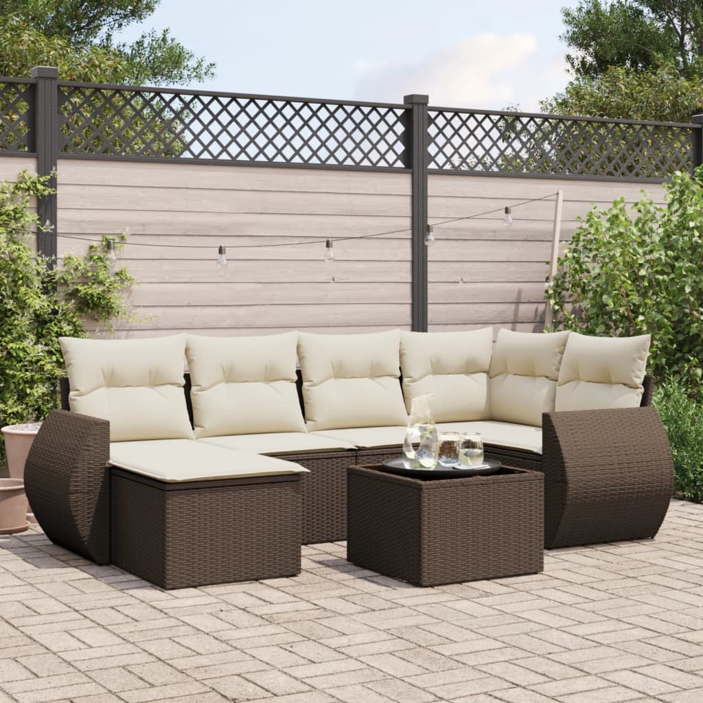 Set Mobilier Grădină Cu Perne, 6 Piese, , Poliratan