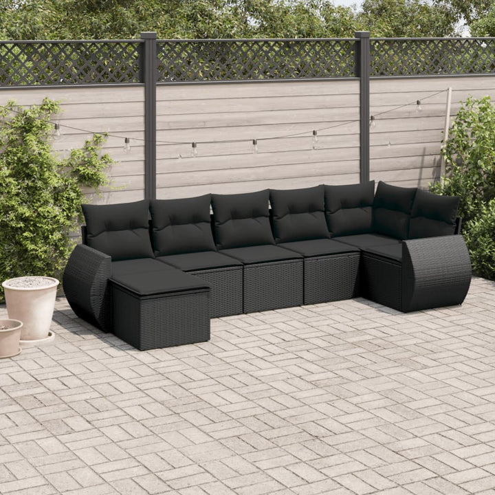 Set Canapele De Grădină, 7 Piese, Cu Perne, Bej, Poliratan