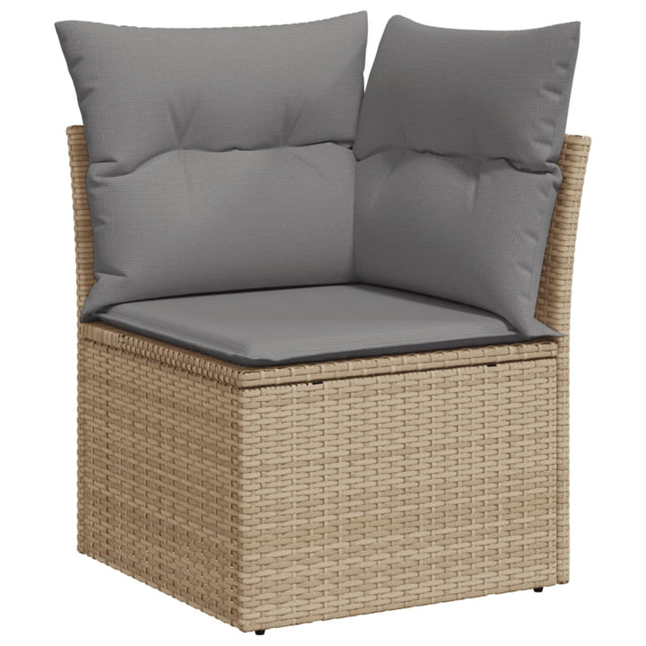 Set Canapele De Grădină, 7 Piese, Cu Perne, Bej, Poliratan