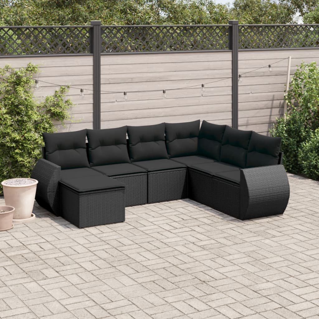 Set Canapele De Grădină, 7 Piese, Cu Perne, , Poliratan