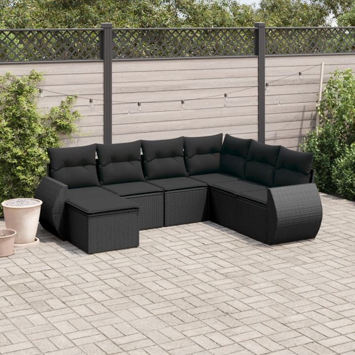Set Canapele De Grădină, 7 Piese, Cu Perne, , Poliratan