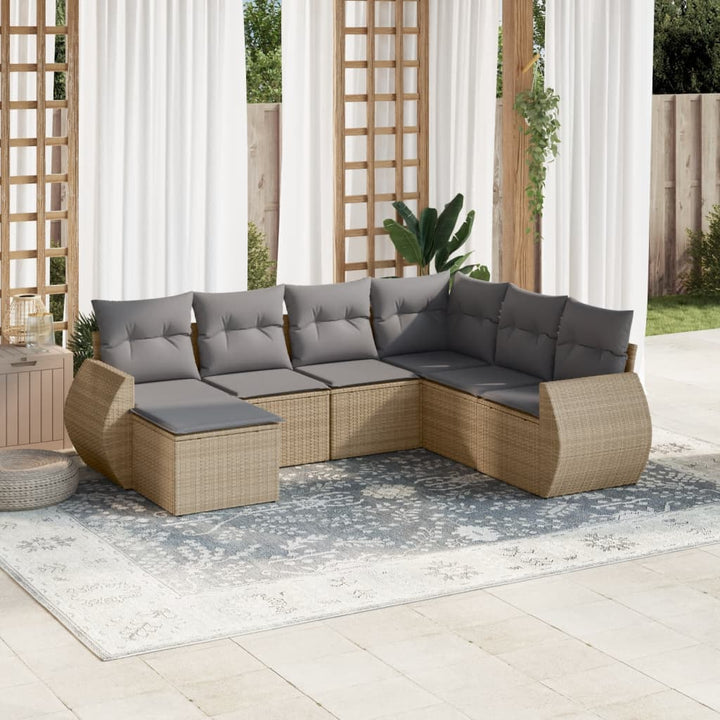 Set Canapele De Grădină, 7 Piese, Cu Perne, , Poliratan
