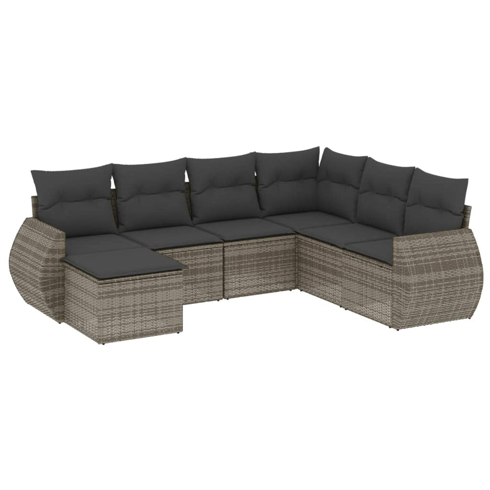 Set Canapele De Grădină, 7 Piese, Cu Perne, , Poliratan