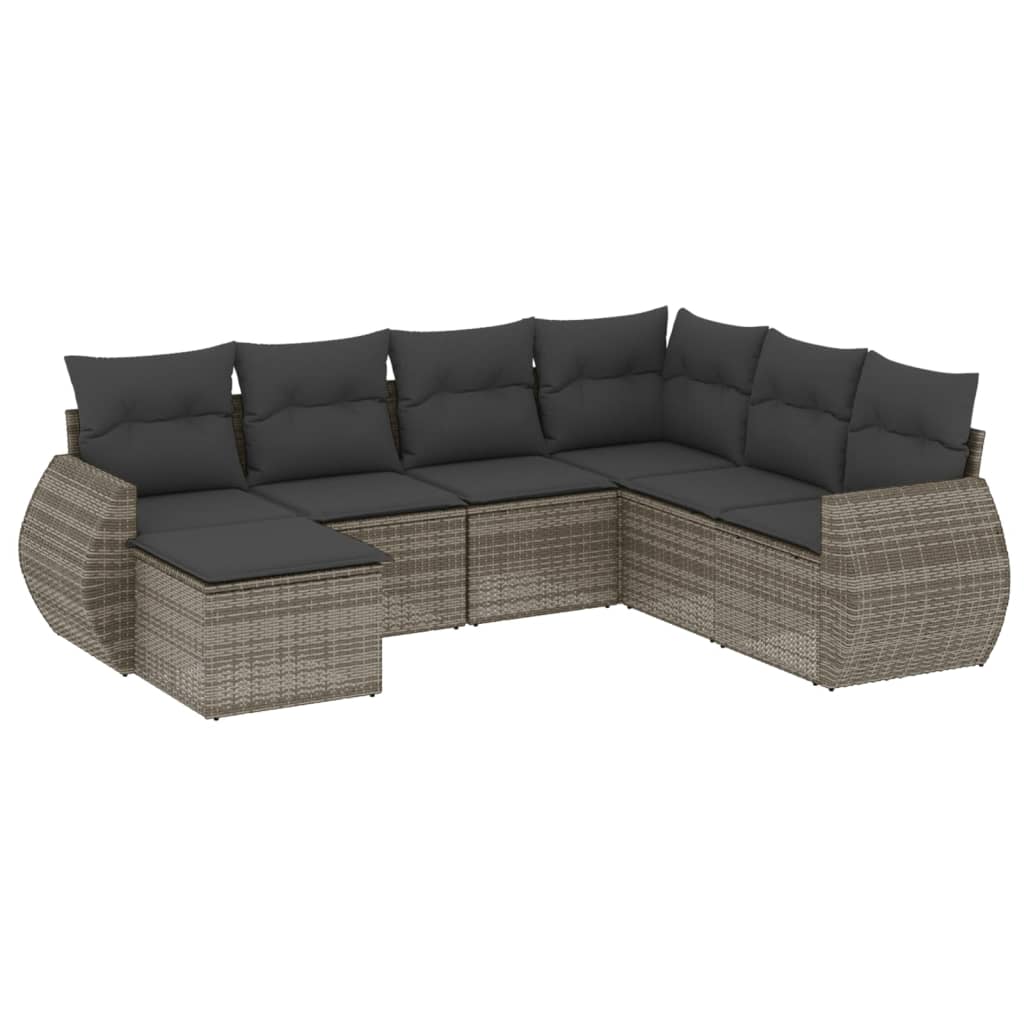 Set Canapele De Grădină, 7 Piese, Cu Perne, , Poliratan