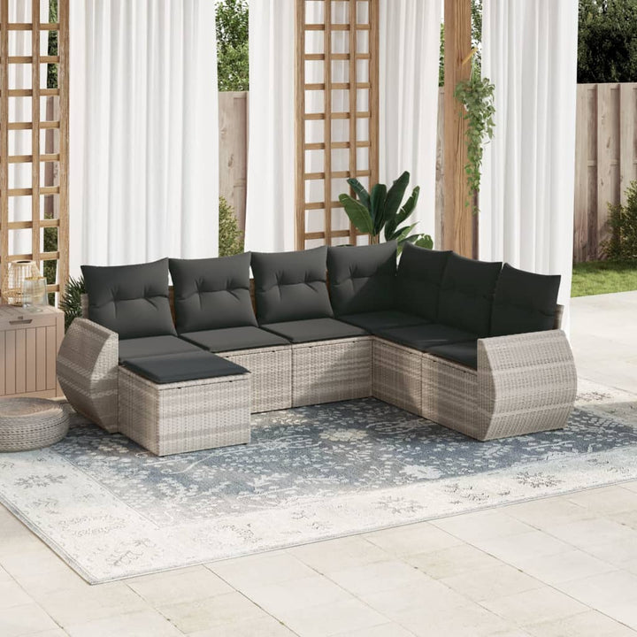 Set Canapele De Grădină, 7 Piese, Cu Perne, , Poliratan
