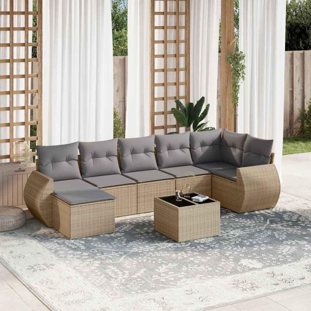 Set Canapele De Grădină, 7 Piese, Cu Perne, , Poliratan