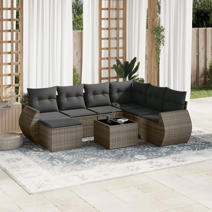 Set Canapele De Grădină, 7 Piese, Cu Perne, , Poliratan