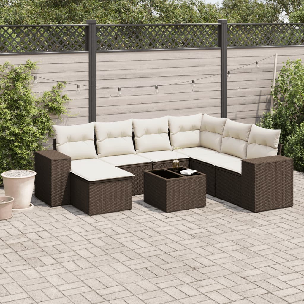 Set Canapele De Grădină, 7 Piese, Cu Perne, , Poliratan