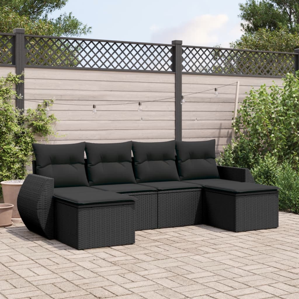 Set Canapele De Grădină Cu Perne, 6 Piese, Bej, Poliratan