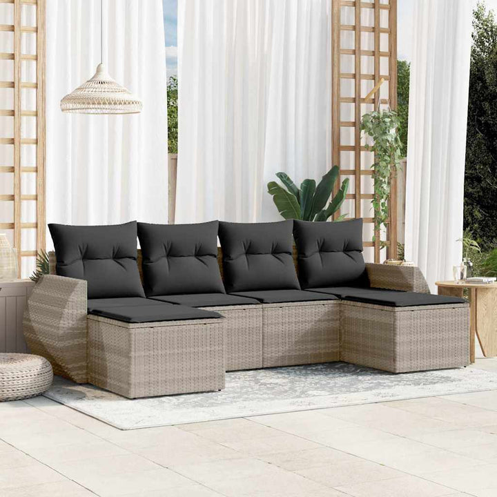 Set Canapele De Grădină Cu Perne, 6 Piese, Bej, Poliratan