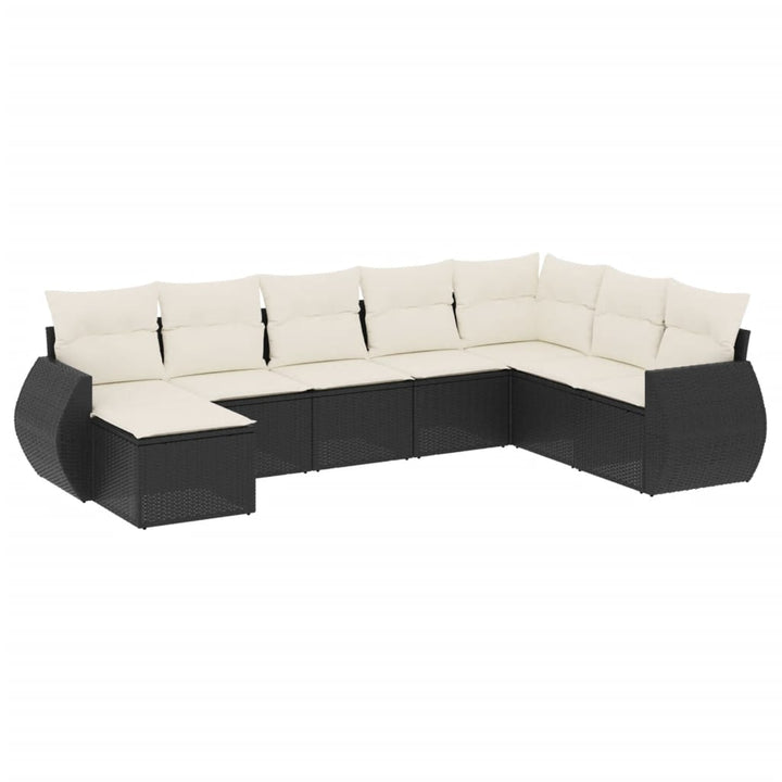 Set Mobilier De Grădină Cu Perne, 8 Piese, Negru, Poliratan