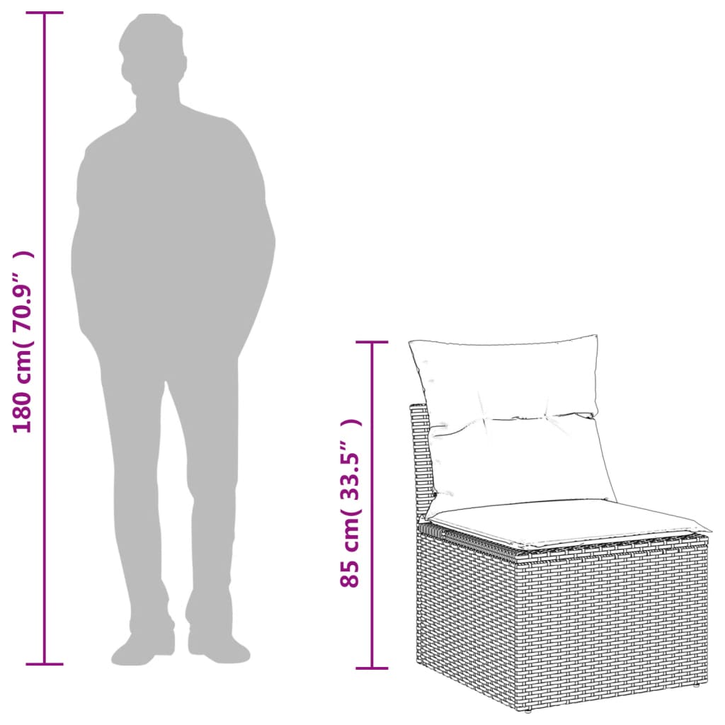 Set Mobilier De Grădină Cu Perne, 8 Piese, Negru, Poliratan