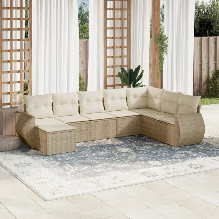 Set Mobilier De Grădină Cu Perne, 8 Piese, Negru, Poliratan