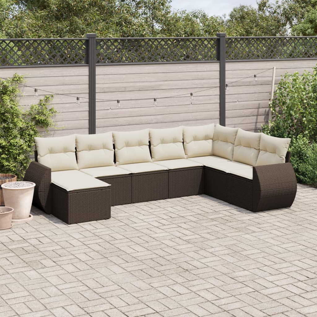 Set Mobilier De Grădină Cu Perne, 8 Piese, Negru, Poliratan
