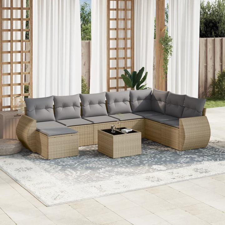 Set Mobilier De Grădină Cu Perne, 8 Piese, Negru, Poliratan