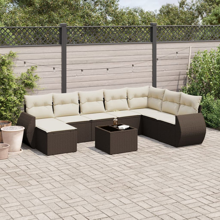 Set Mobilier De Grădină Cu Perne, 8 Piese, Negru, Poliratan