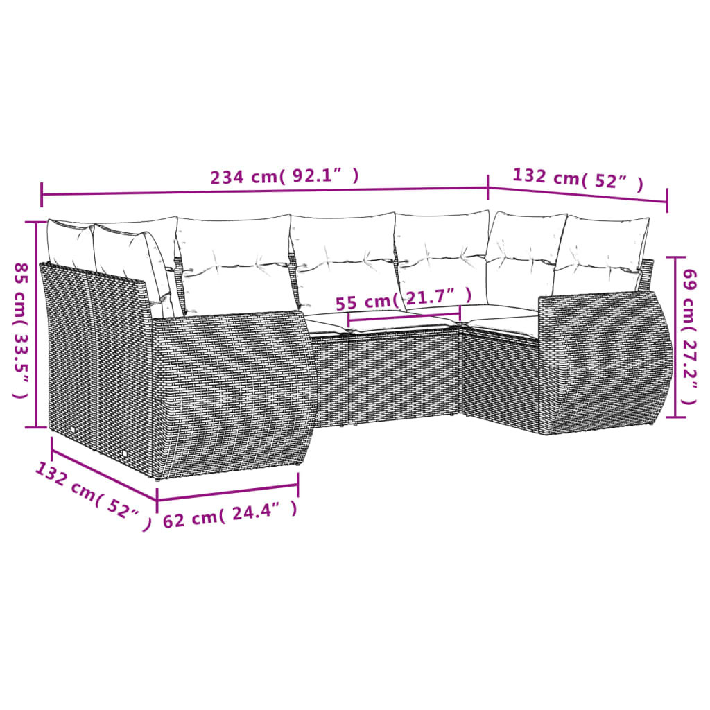 Set Mobilier De Grădină Cu Perne, 6 Piese, , Poliratan