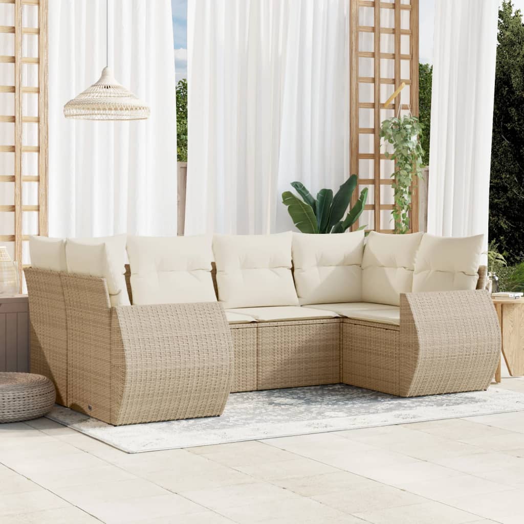 Set Mobilier De Grădină Cu Perne, 6 Piese, , Poliratan
