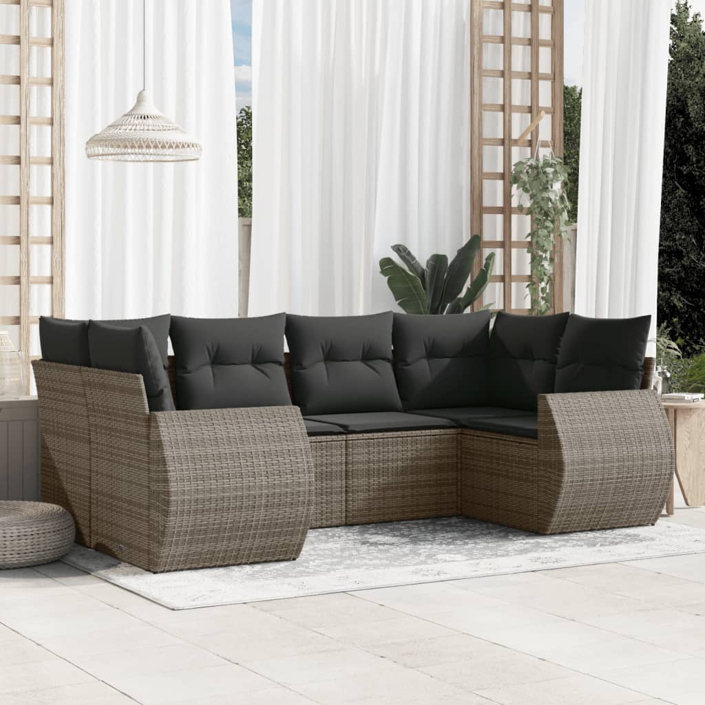 Set Mobilier De Grădină Cu Perne, 6 Piese, , Poliratan