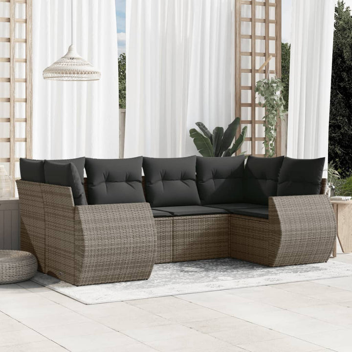 Set Mobilier De Grădină Cu Perne, 6 Piese, , Poliratan