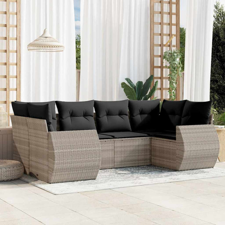 Set Mobilier De Grădină Cu Perne, 6 Piese, , Poliratan