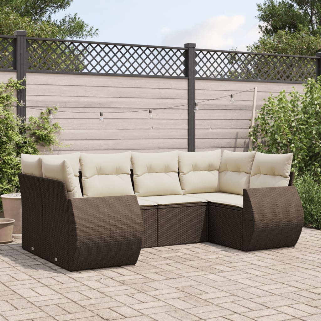Set Mobilier De Grădină Cu Perne, 6 Piese, , Poliratan