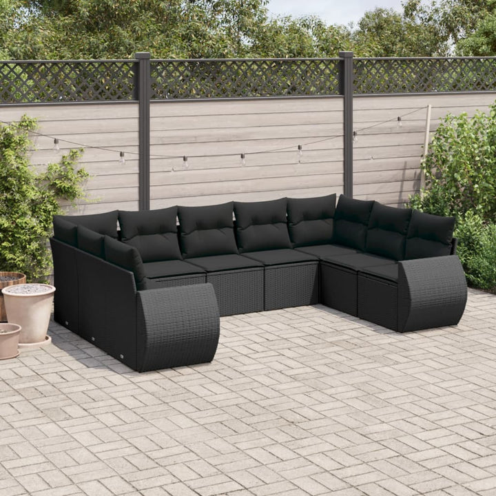 Set Canapele De Grădină, 9 Piese, Cu Perne, Bej, Poliratan