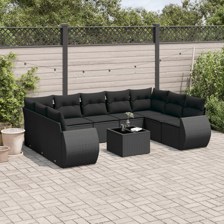 Set Canapele De Grădină, 9 Piese, Cu Perne, Bej, Poliratan
