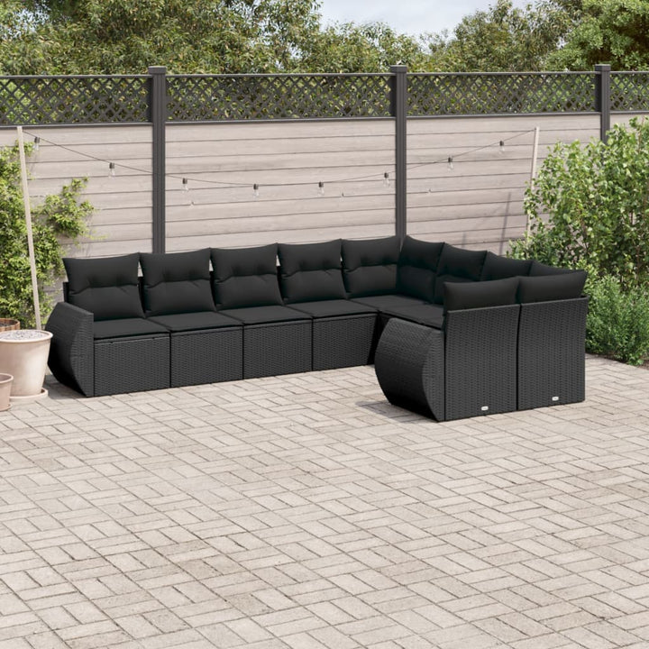 Set Canapele De Grădină, 9 Piese, Cu Perne, , Poliratan