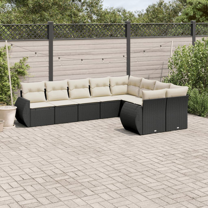 Set Canapele De Grădină, 9 Piese, Cu Perne, , Poliratan