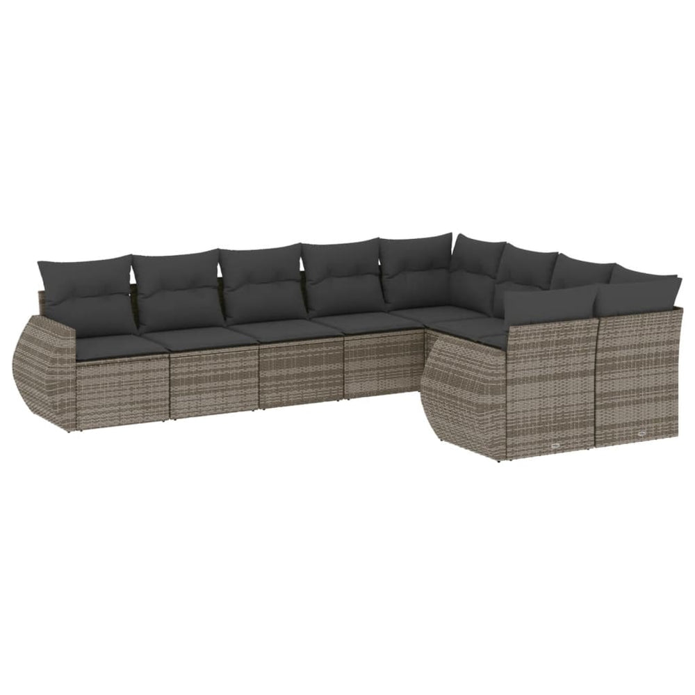 Set Canapele De Grădină, 9 Piese, Cu Perne, , Poliratan