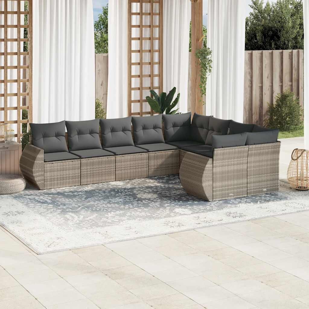 Set Canapele De Grădină, 9 Piese, Cu Perne, , Poliratan