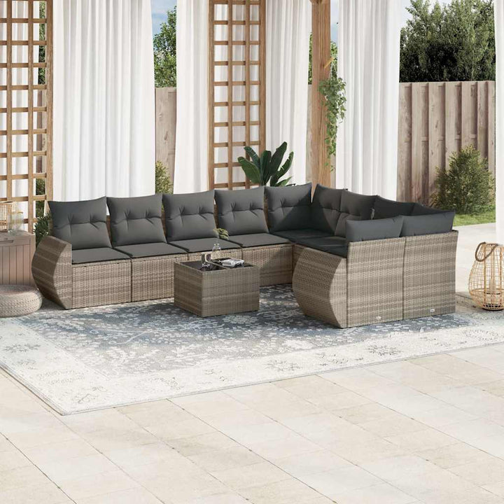 Set Canapele De Grădină, 9 Piese, Cu Perne, , Poliratan