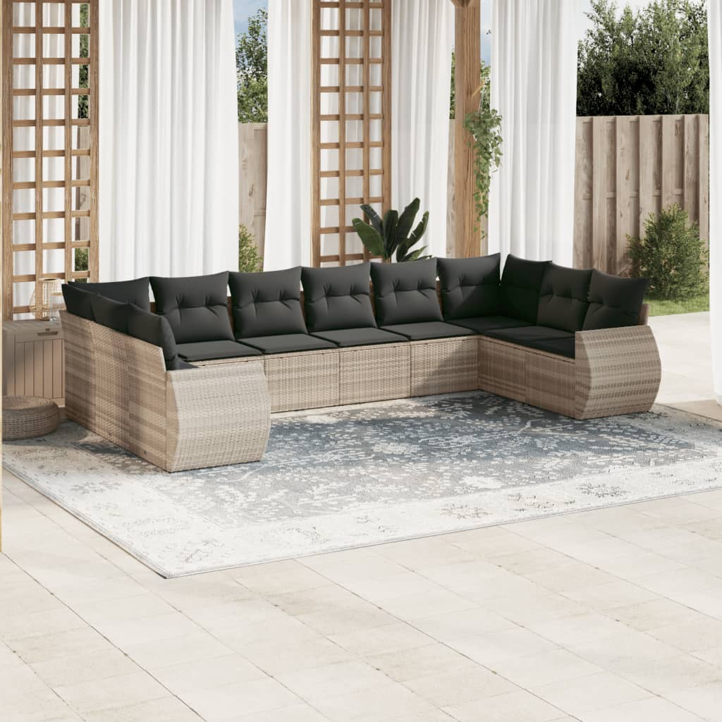 Set Canapele De Grădină Cu Perne, 10 Piese, , Poliratan