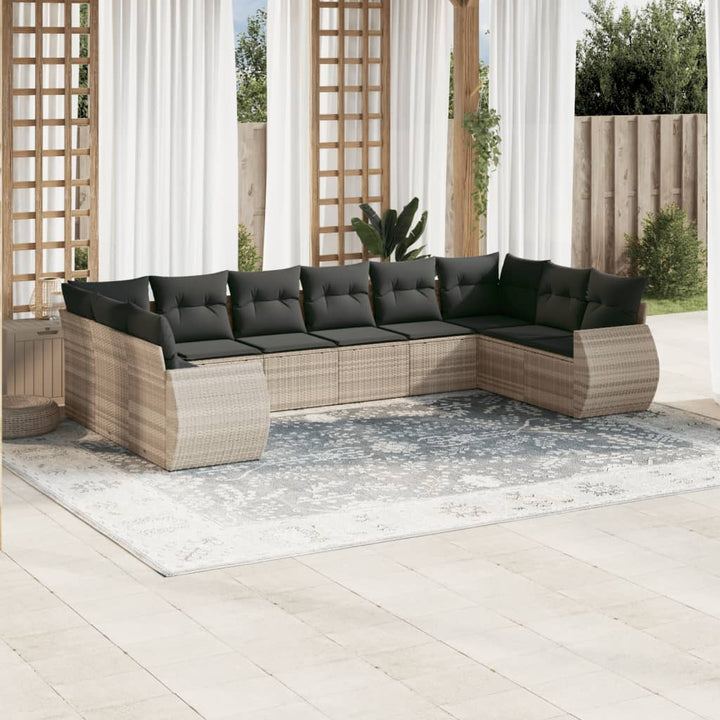 Set Canapele De Grădină Cu Perne, 10 Piese, , Poliratan