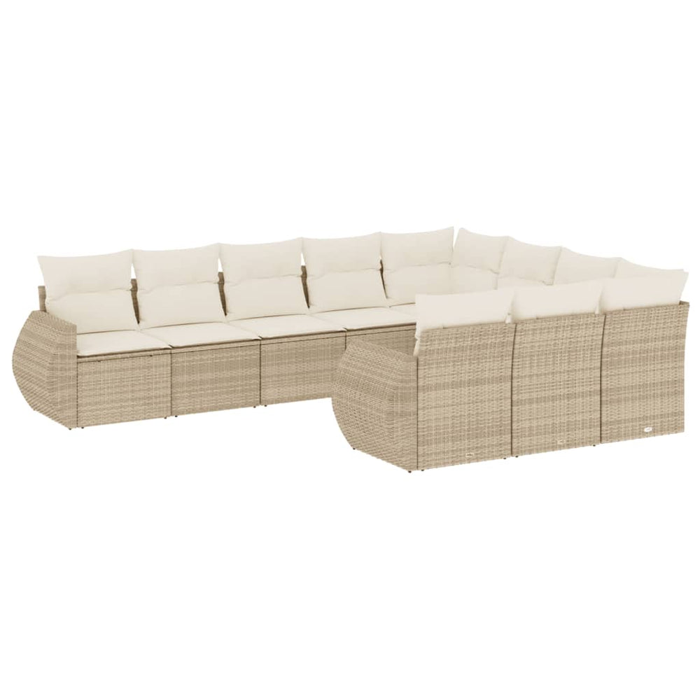 Set Canapele De Grădină Cu Perne, 10 Piese, Bej, Poliratan