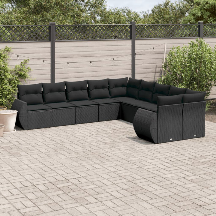 Set Mobilier De Grădină Cu Perne, 10 Piese, , Poliratan