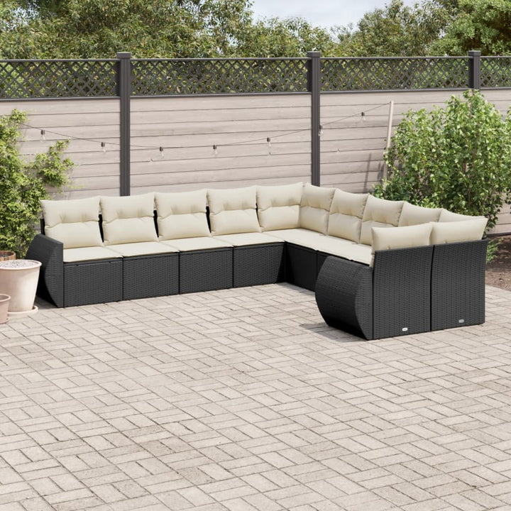 Set Mobilier De Grădină Cu Perne, 10 Piese, , Poliratan