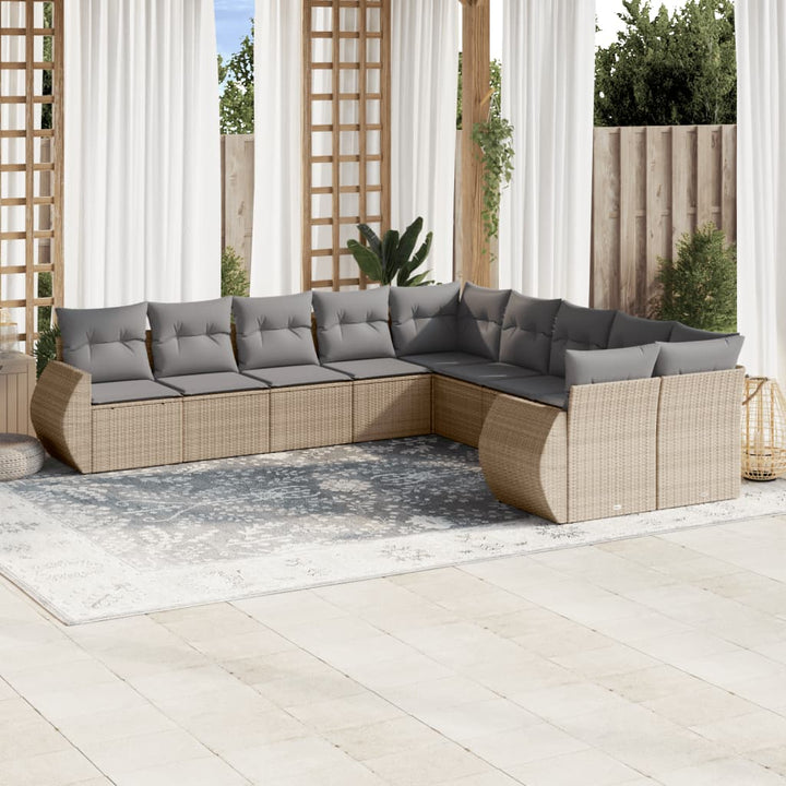 Set Mobilier De Grădină Cu Perne, 10 Piese, , Poliratan