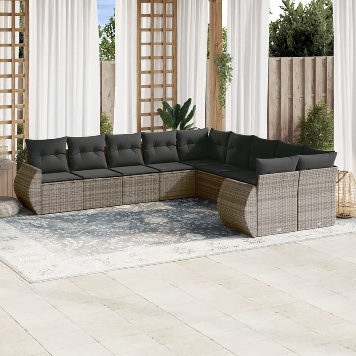 Set Mobilier De Grădină Cu Perne, 10 Piese, , Poliratan