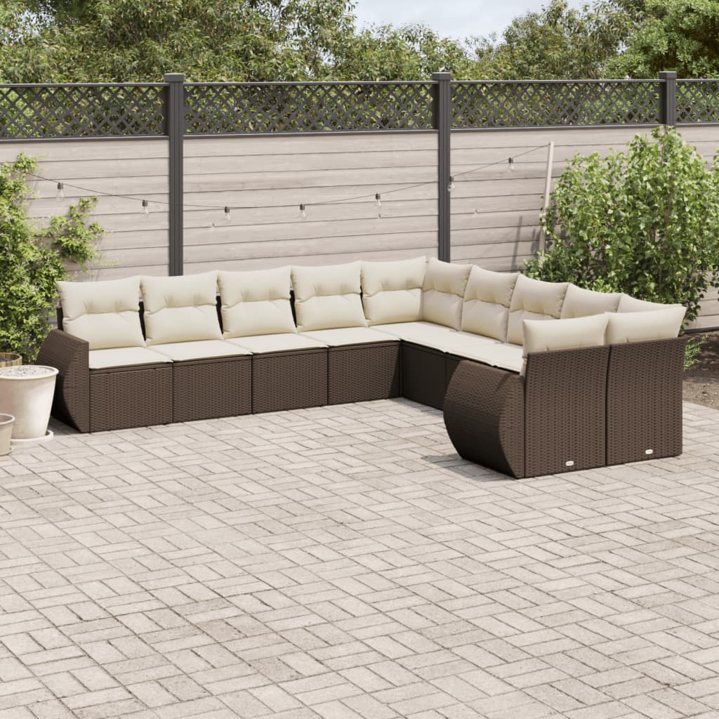 Set Mobilier De Grădină Cu Perne, 10 Piese, , Poliratan