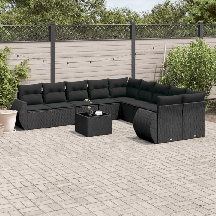 Set Mobilier De Grădină Cu Perne, 10 Piese, , Poliratan
